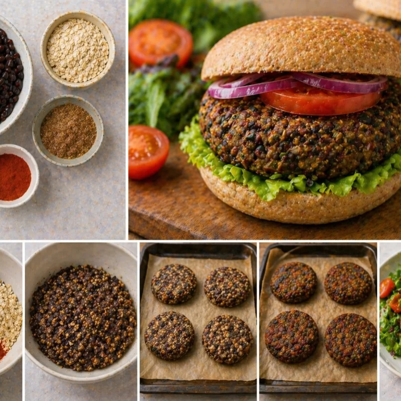 Веджи бургери с черен боб Veggie burgers with black beans