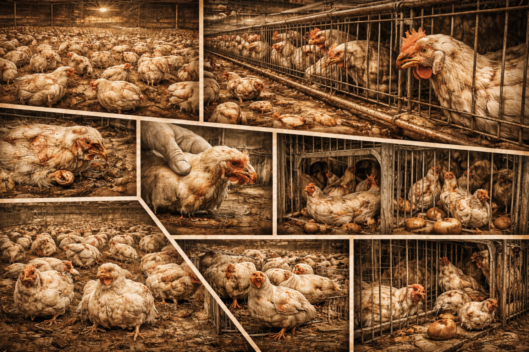 Страдание на домашните птици Poultry suffering