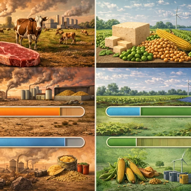 Сравнение на ресурсите за производство на месо и неговите заместители Comparison of resources for the production of meat and its substitutes