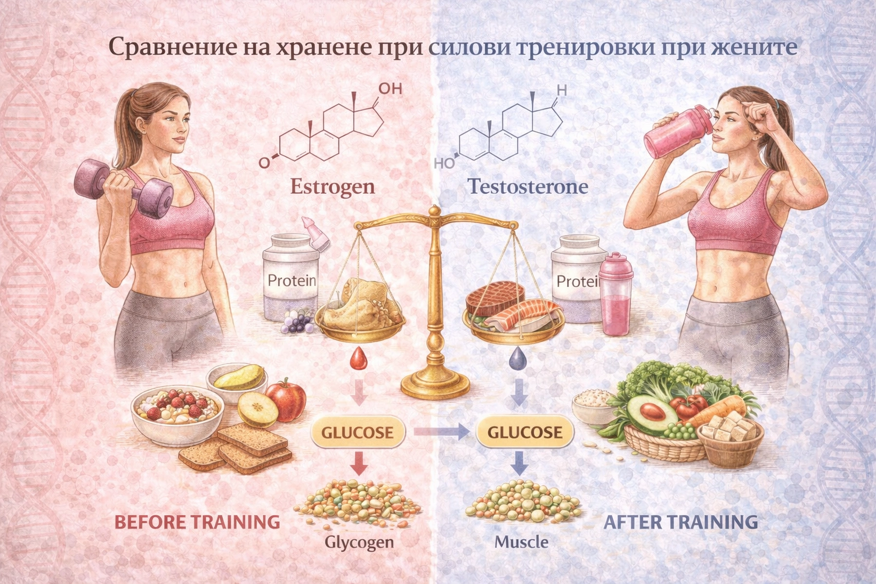хранене при силови тренировки при жените Nutrition comparison for strength training in women