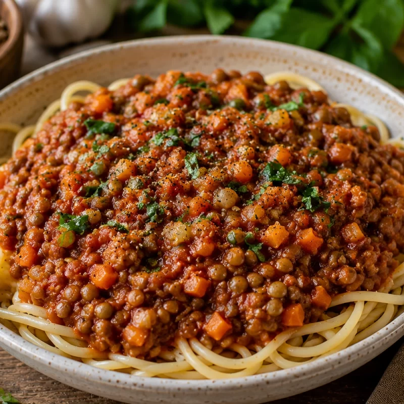 Леща болонезе Lentil Bolognese