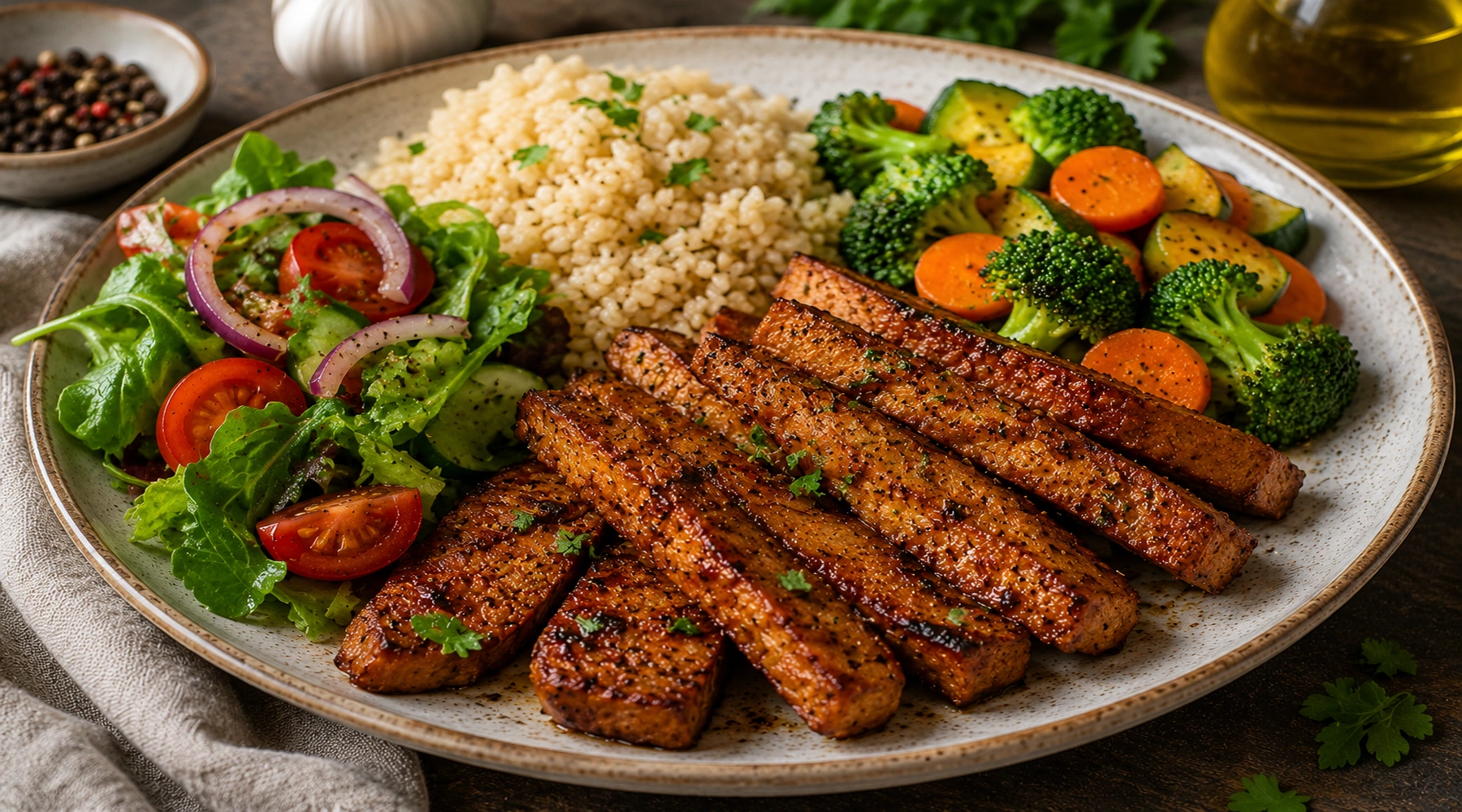 Seitan with a Side Dish Сейтан с гарнитура