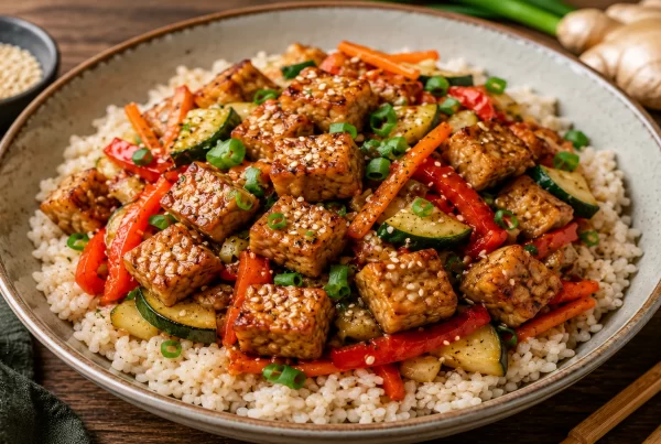 Темпе с ориз и зеленчуци Tempeh with Rice and Vegetables