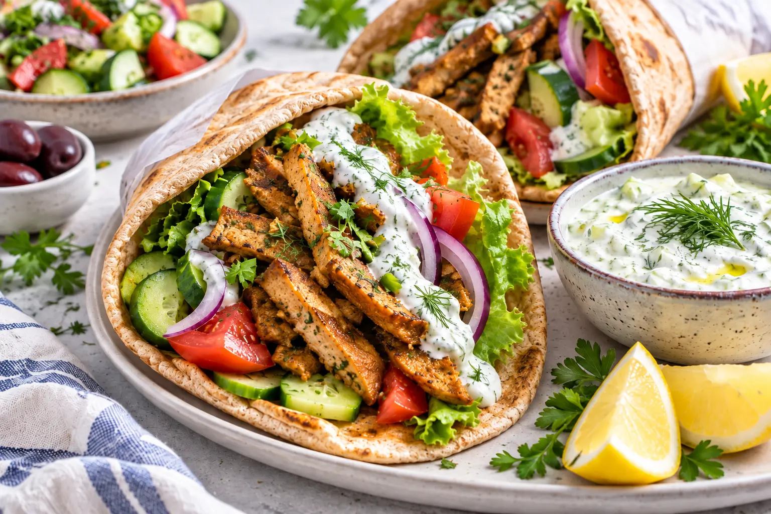 Сейтан гиро Seitan gyro with tzatziki